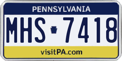 PA license plate MHS7418