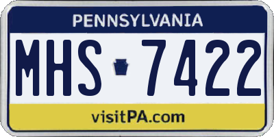 PA license plate MHS7422