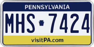 PA license plate MHS7424