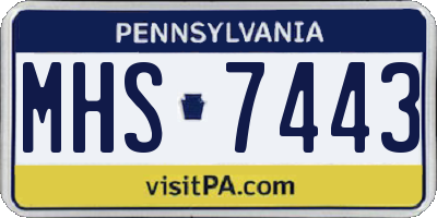 PA license plate MHS7443
