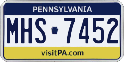 PA license plate MHS7452