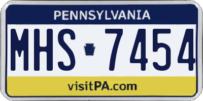 PA license plate MHS7454