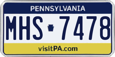 PA license plate MHS7478