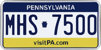 PA license plate MHS7500