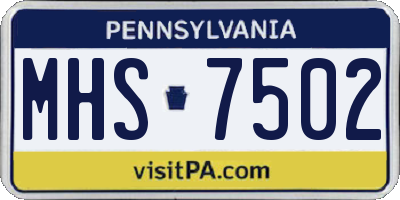PA license plate MHS7502