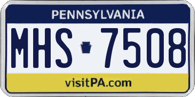 PA license plate MHS7508