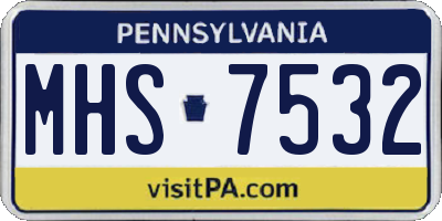 PA license plate MHS7532