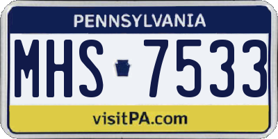 PA license plate MHS7533