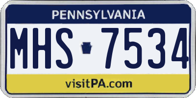 PA license plate MHS7534