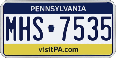 PA license plate MHS7535