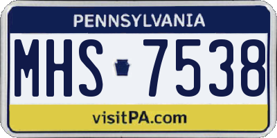 PA license plate MHS7538
