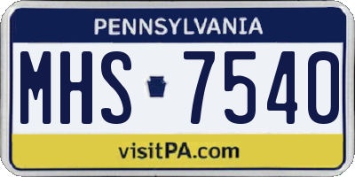 PA license plate MHS7540