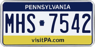 PA license plate MHS7542