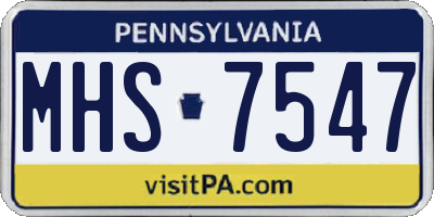 PA license plate MHS7547