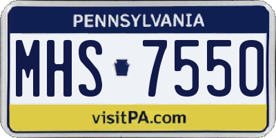 PA license plate MHS7550
