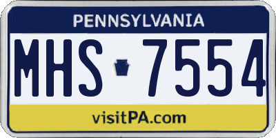 PA license plate MHS7554