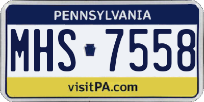 PA license plate MHS7558