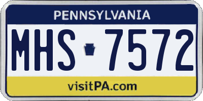 PA license plate MHS7572