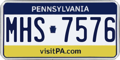 PA license plate MHS7576
