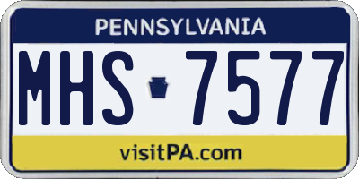 PA license plate MHS7577