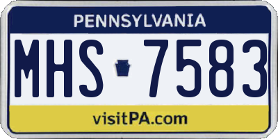 PA license plate MHS7583