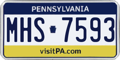 PA license plate MHS7593