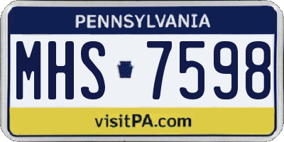 PA license plate MHS7598