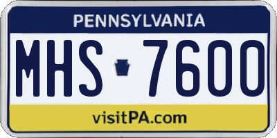 PA license plate MHS7600