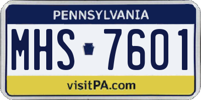 PA license plate MHS7601