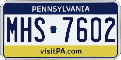 PA license plate MHS7602