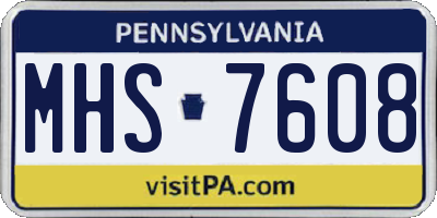PA license plate MHS7608