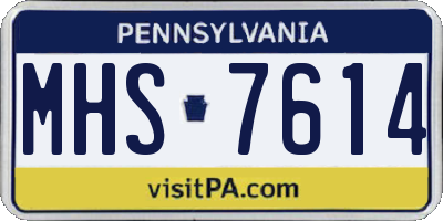 PA license plate MHS7614
