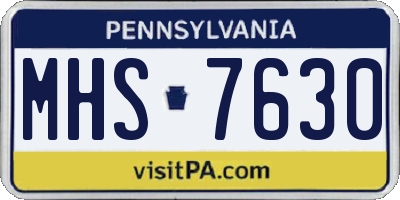 PA license plate MHS7630
