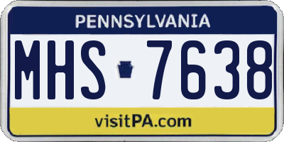 PA license plate MHS7638