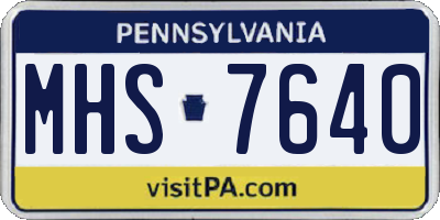 PA license plate MHS7640