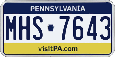 PA license plate MHS7643