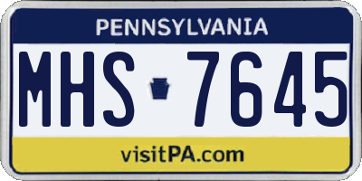 PA license plate MHS7645