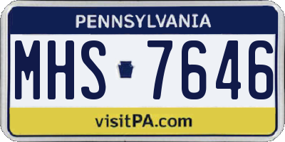 PA license plate MHS7646