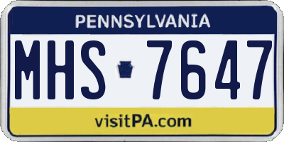PA license plate MHS7647
