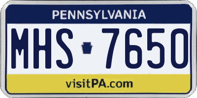 PA license plate MHS7650