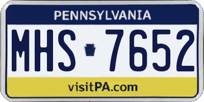 PA license plate MHS7652