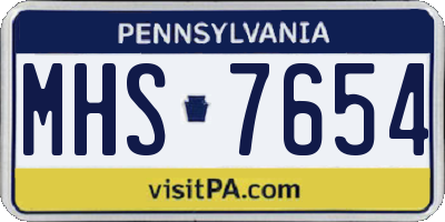 PA license plate MHS7654