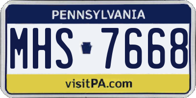 PA license plate MHS7668