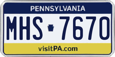 PA license plate MHS7670