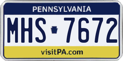 PA license plate MHS7672