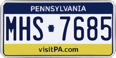 PA license plate MHS7685