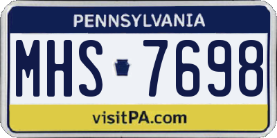 PA license plate MHS7698