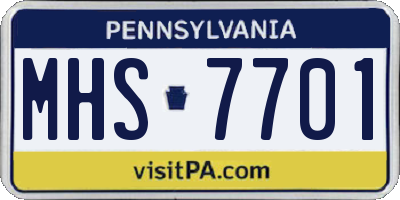 PA license plate MHS7701