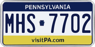 PA license plate MHS7702