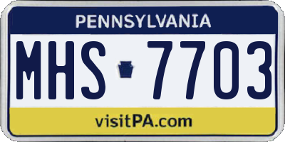 PA license plate MHS7703